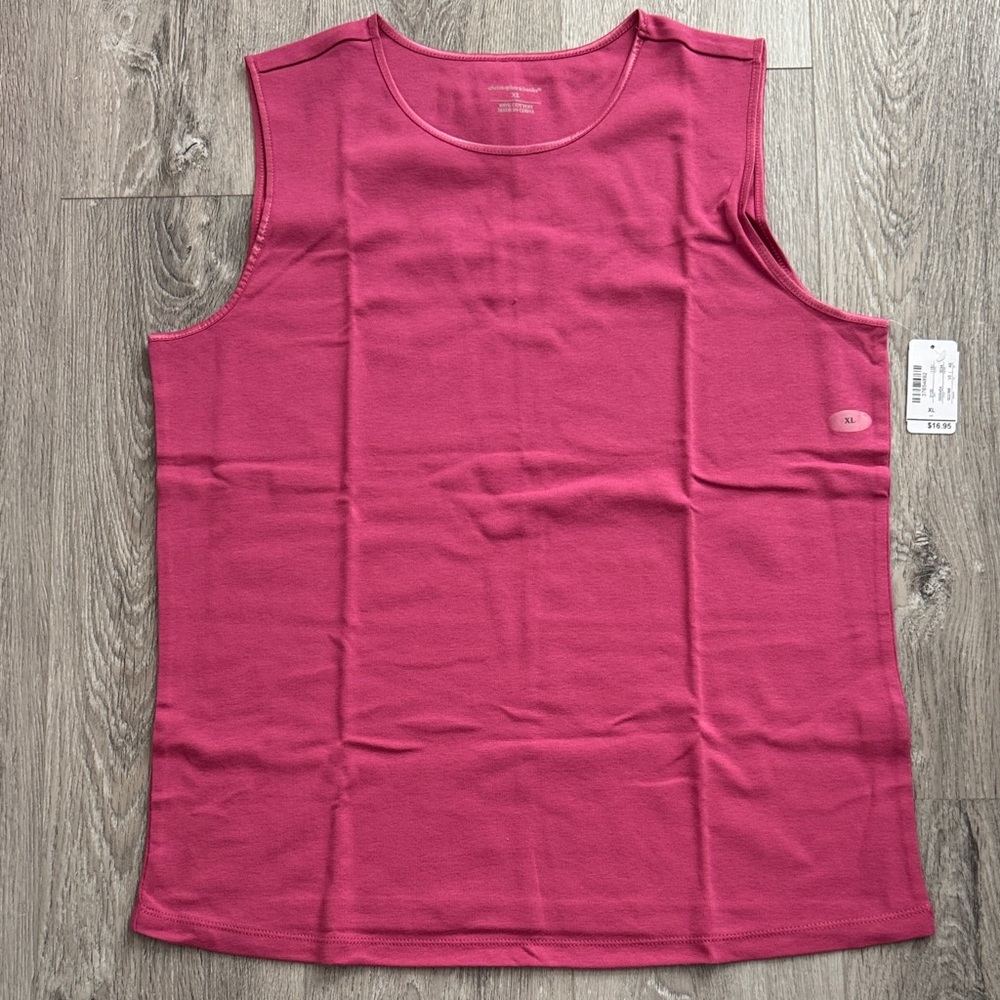 NWT Christopher & Banks Pink Sleeveless Top 100% Cotton Size XL